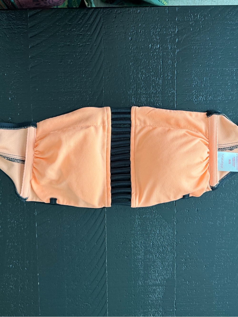 Xhilaration Peach and Black Bandeau Swim Top